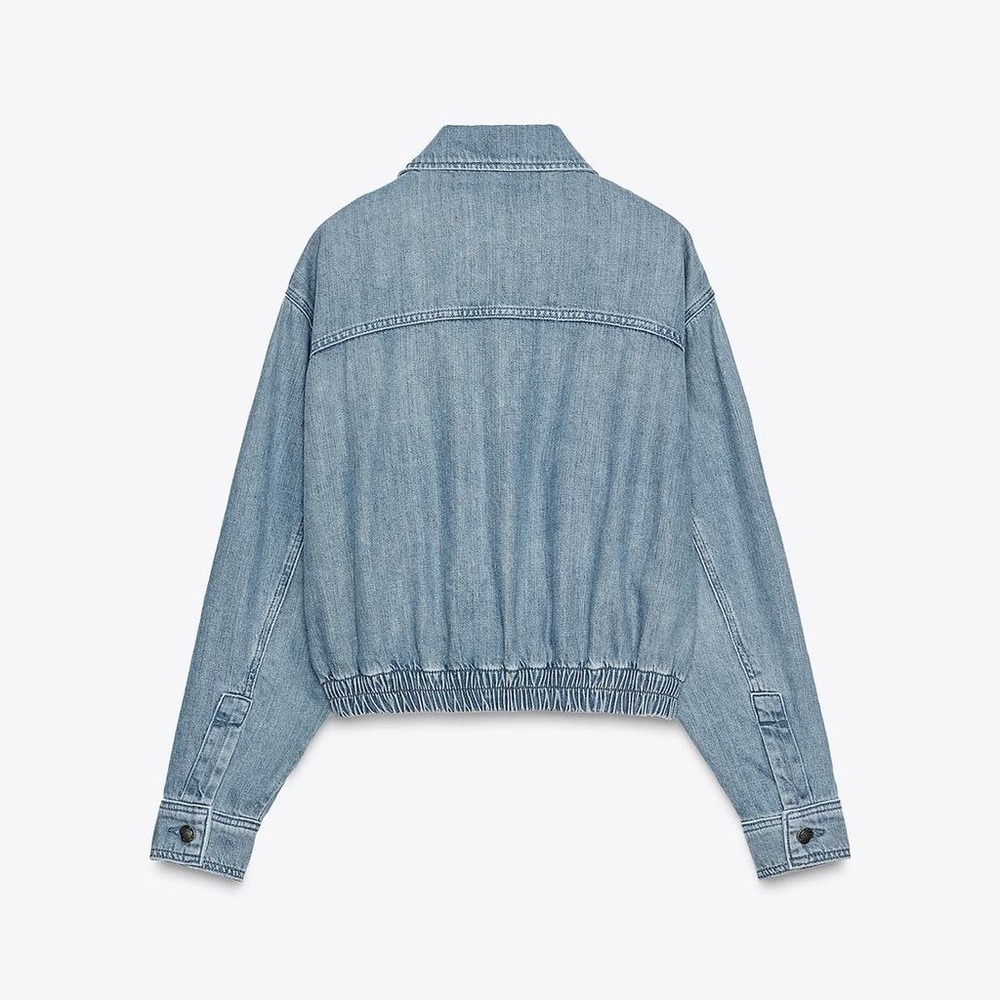 ZARA Denim Bomber Jacket ZW Collection, Medium. NWT - Picture 8 of 14